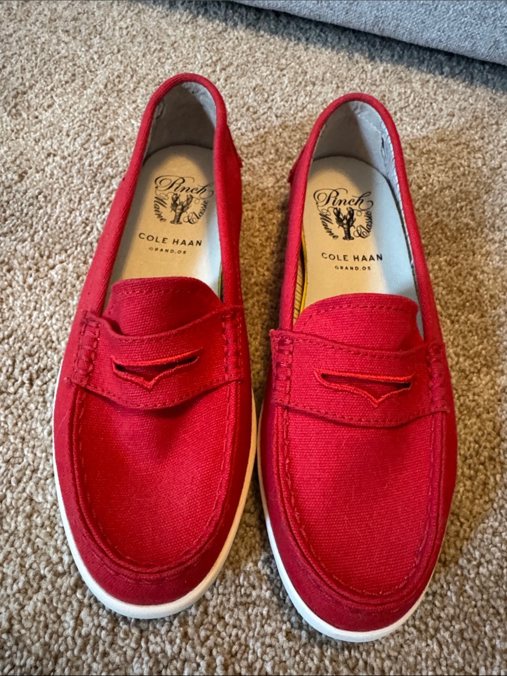 Cole Haan Red Canvas Penny Loafers